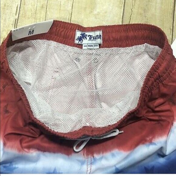✨Trunks Surf and Swim Men Medium Tie Dye Americana Stars Blue Red Swim Shorts✨ - Picture 6 of 10